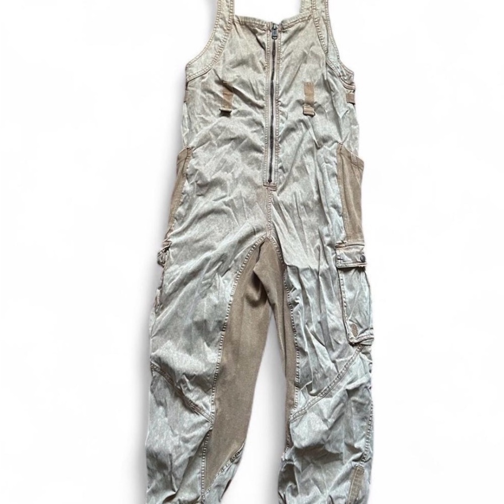 Free People Fast Track Women’s Utility Jumpsuit/Onesie in Light Brown - Picture 2 of 4